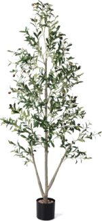 Olive Trees Artificial Indoor, 5FT Tall Faux Olive Tree with Moss and Planter, A... - Image 2