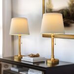 Oneach Modern Gold Brass Table Lamp Set of 2 for Bedroom Living Room 19.5'' Trad... - Image 2