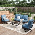 PHI VILLA Outdoor Patio Furniture Set, Upgraded Wicker & Metal Patio Conversatio... - Image 2