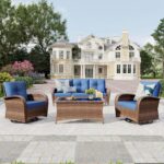 PHI VILLA Wicker Patio Furniture Set for 5, 4 Piece PE Rattan Outdoor Conversati... - Image 2