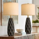 PORTRES 27.5" Ceramic Table Lamps for Bedroom Living Room Lamps Set of 2 Modern ... - Image 2