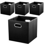PRANDOM Leather Foldable Cube Storage Bins 13x13 inch [4-Pack] Fabric Storage Ba... - Image 2