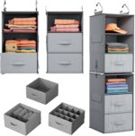 Pipishell 6-Shelf Hanging Closet Organizer with 2 Separable 3-Tier Shelves, 3 Dr... - Image 2