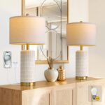 PoKat Touch Bedside Table Lamps with USB Ports for Bedroom Living Room, 25'' Dim... - Image 2