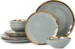 Pokini Porcelain Luxury Dinnerware Sets, Modern Plates and Bowls Sets for 4, Hig... - Image 2
