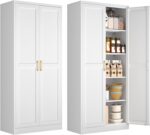Polup White Kitchen Pantry Cabinet, 71 Inch Tall Metal Storage Cabinet with Door... - Image 2