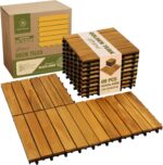 Premium Acacia Wood Interlocking Deck Tiles, 9 PCS 12"x12"x0.9" Floor Tiles, Wat... - Image 2
