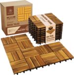 Premium Acacia Wood Interlocking Deck Tiles, 9 PCS 12"x12"x0.9" Patio Flooring, ... - Image 2