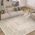PureCozy 6x9 Washable Area Rug Beige Vintage Distressed Large Rug for Living Roo... - Image 2