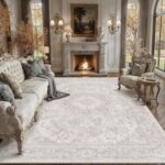 PureCozy Gray 8x10 Area Rug for Living Room Washable Vintage Large Carpet Non Sl... - Image 2