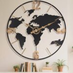Pytha Sight 24 Inch Large Wall Clock,Modern Decorative Big World Map with Vintag... - Image 2