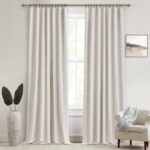 QJmydeco 100% Blackout Curtains for Bedroom, 100 Inch Living Room Faux Linen Des... - Image 2