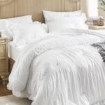 QUIETSEA King Comforter Set Seersucker 7 Pieces Luxury Ruffle Bed in a Bag King ... - Image 2