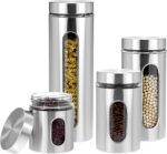 QWORK 4pc Stainless Steel Canister Set with Airtight Lids and Glass Window - Foo... - Image 2
