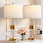QiMH 25.5" Table Lamp Set of 2 with USB A+C Ports, Gold Lamp for Living Room wit... - Image 2