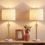 Qingmiao Gold Table Lamps Set of 2, 22" to 30" Adjustable Nightstand Lamps for B... - Image 2