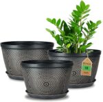 Quarut 10 Inch Flower Pots for Outdoor Indoor, 3 Pack Plastic Plant Pots with Dr... - Image 2