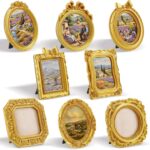 Qunclay 8 Pcs Vintage Picture Frames Set Gold Tiny Picture Frames Wallet Size Ba... - Image 2