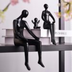 Quoowiit Black Bookshelf Decor Family Sculpture, Abstract Art Ornament Coffee Ta... - Image 2
