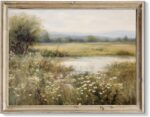 RETRART Vintage Farmhouse Canvas Wall Art - Wildflower Field Landscape Painting,... - Image 2