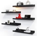 RICHER HOUSE 5 Set Floating Wall Mounted Shelves, Black Shelves for Wall Decor, ... - Image 2