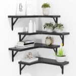 ROMGUAR CRAFT Corner Floating Shelves Wall Mounted Set of 4, Rustic Wood Storage... - Image 2