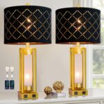 RORIANO Set of 2 Modern Table Lamps for Living Room Bedroom with USB C+A, Rustic... - Image 2