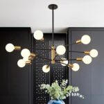 RUIYEY Modern Chandelier Ceiling Light Fixture Sputnik Chandeliers Gold and Blac... - Image 2