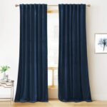 RYB HOME Blue Velvet Curtains 84 inches - Blackout Curtains for Living Room, The... - Image 2
