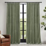 RYB HOME Sage Green Velvet Curtains 84 inches, Room Darkening Super Soft Velvet ... - Image 2