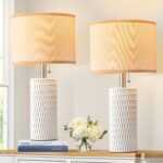Reaketon 20" Small Ceramic Table Lamps for Bedroom Set of 2, Modern Table Lamps ... - Image 2