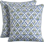 Ridhi Block Print Light Steel Blue Pillow Cover 18" x 18" (Pack of 2) Decorative... - Image 2