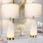 Rinweey 26" Modern Clear Glass Table Lamps Set of 2,Nightstand Lamp with USB A+C... - Image 2