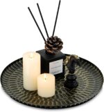 Romadedi Round Decorative Candle Tray - 11.8 Inch Vintage Hammered Metal Trays w... - Image 2