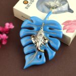 SATVIK - 1 Pc, Blue - Designer Ganesh Wall Hanging on Resin Leaf – Epoxy Decorat... - Image 2