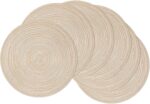 SHACOS Round Placemats Set of 6 Cotton Polyester Braided Place Mats 15 inch Heat... - Image 2