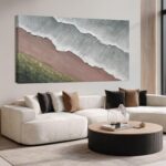 SHEYOYE Green Abstract Wall Art and White Textured Canvas Wall Decor | Modern Wa... - Image 2