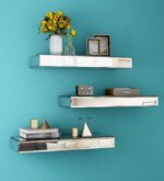 SHYFOY Mirrored Floating Shelves for Wall, Set of 3 Glass Wall Mounted Shelves f... - Image 2