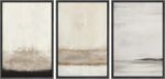 SIGNFORD Framed Canvas Print Wall Art Set Minimal Gray Tan Paint Stroke Landscap... - Image 2