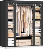 SONGMICS Closet Wardrobe, Portable Closet for Bedroom, Clothes Rail with Non-Wov... - Image 2