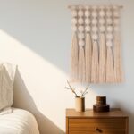 STRONA Handmade Macrame Wall Hanging – 16"W x 23"L Boho Tapestry with Gold Detai... - Image 2