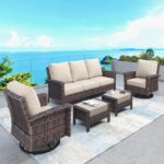 SUNSHINE VALLEY 5 Pieces Patio Furniture Set with Swivel Chairs, High Back Wicke... - Image 2