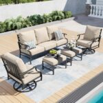 SUNSHINE VALLEY Patio Furniture Set, Modern Metal Outdoor Patio Furniture, 3 Sea... - Image 2