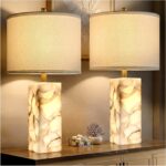 Scenekoy Alabaster Table Lamp Set of 2 with Night Light for Bedroom Living Room,... - Image 2