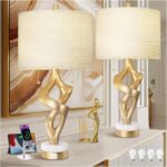 Scenekoy Sculptural Table Lamp Set of 2 with USB Ports for Bedroom Living Room, ... - Image 2
