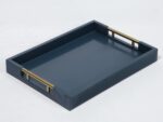 Serving Tray with Polished Metal Handles, 16.5''x12'' Rectangle Coffee Table Tra... - Image 2