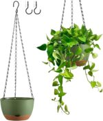 Set of 2 Hanging Planters for Indoor Outdoor Plants, 8 Inch Self-Watering Hangin... - Image 2