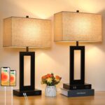 Set of 2 Touch Control Table Lamp with 2 USB Ports, 3-Way Dimmable Modern Nights... - Image 2