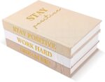 Set of 3 Linen Covered Decorative Books for Home Office Decor-Gold Foil Stamping... - Image 2