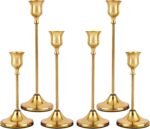 Set of 6 Gold Metal Taper Candlestick Holders Vintage Brass Home Decor for Dinin... - Image 2